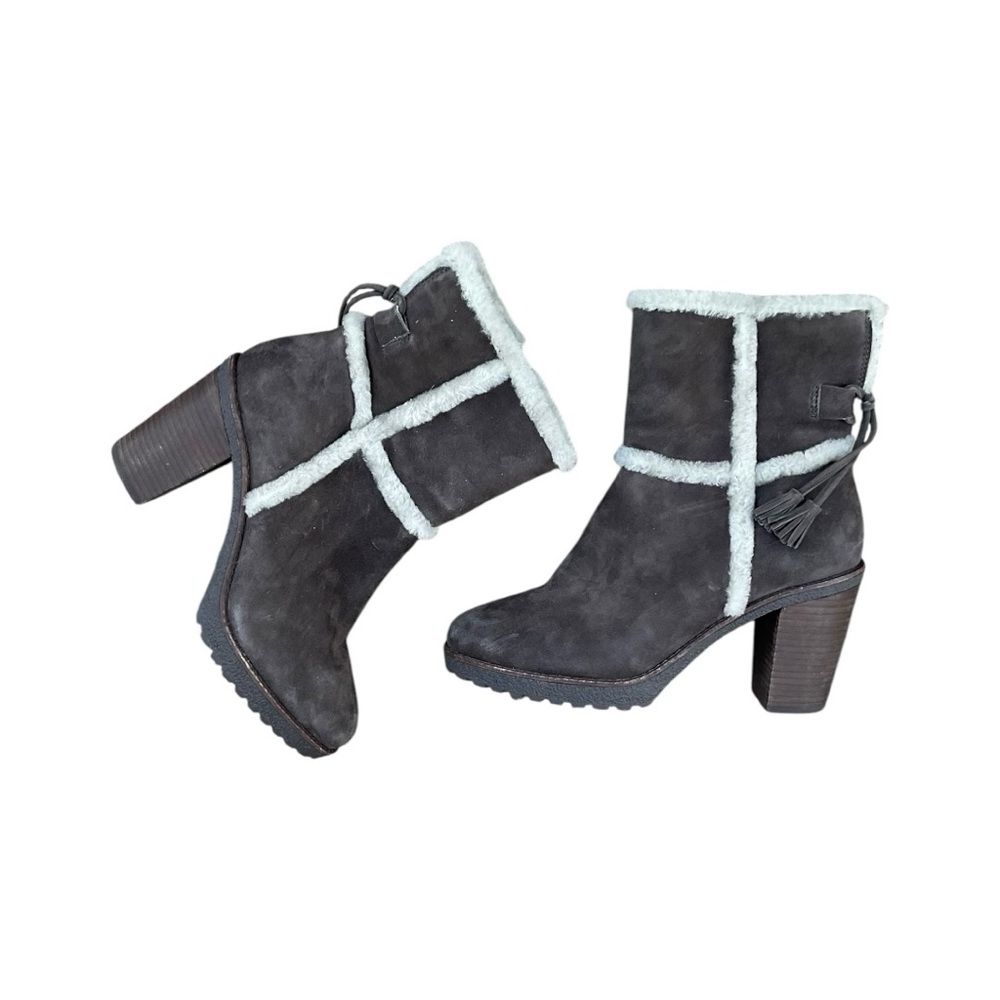 Frye Jen Shearling Suede Tassel Accent Boots Size 9